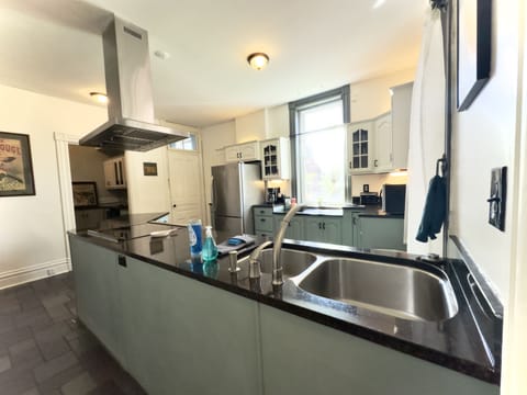 View from sink area. So much counter space to prep and serve!