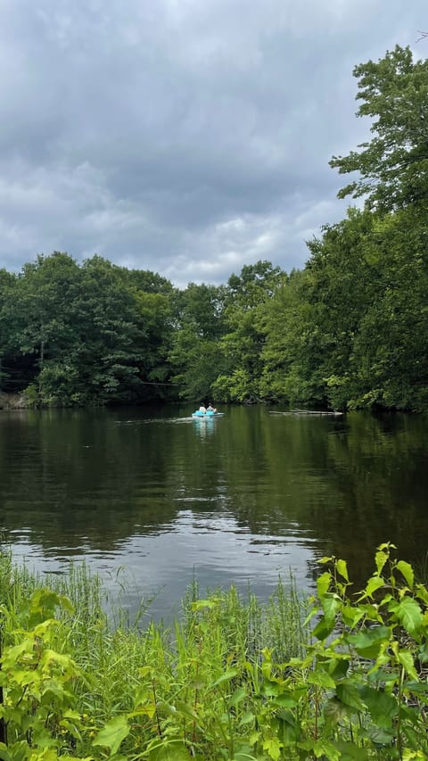 Pond and paddle boat with life vests 
