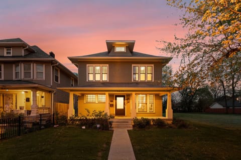 Charming Exterior: Historic architecture illuminated at dusk, inviting you to experience its magic!