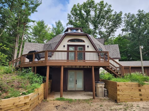 Deck and walk out to front driveway area