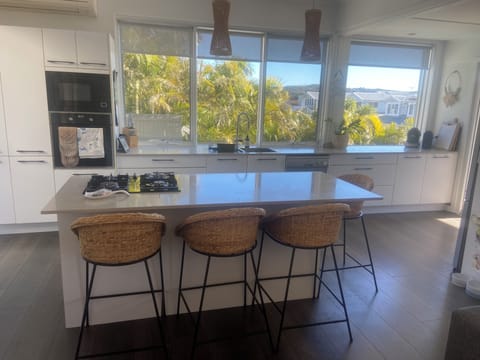 Open plan kitchen with views