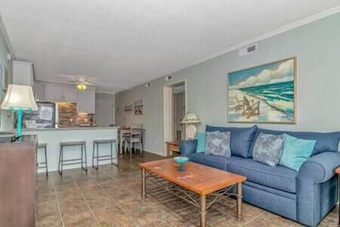 Living area with brand-new Samsung Roku TV 