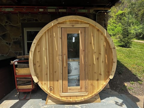 Relax and get your sweat on in our barrel sauna