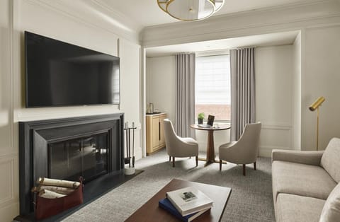 Unwind by the fireplace and stream favorites in cozy comfort.