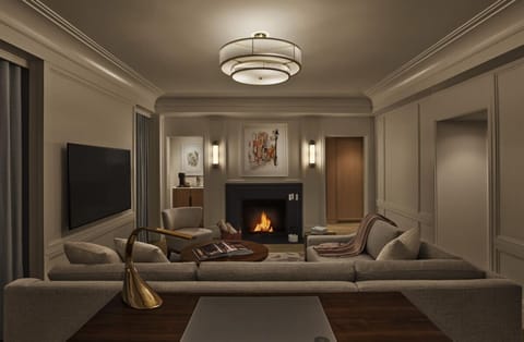 Settle into a cinematic night with the oversized TV.