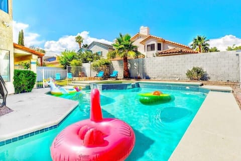 In the heat of Las Vegas you HAVE to refresh yourself and in this Large beautiful pool! and in the cold months? you can turn the heat on and fully relax with your favorite people! 
(Heating is extra charge)