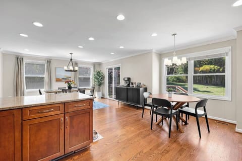 Spread out in the spacious kitchen/dining area.