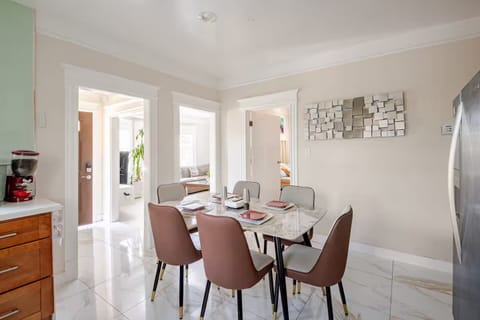 Dining area: Stylish 6-seat dining set-ideal for meals & gatherings.