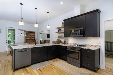 Kitchen with a dishwasher, coffee grinder & 2 types of coffeemakers (French Press & Standard Drip).