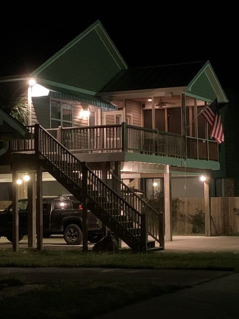 Front of house at night