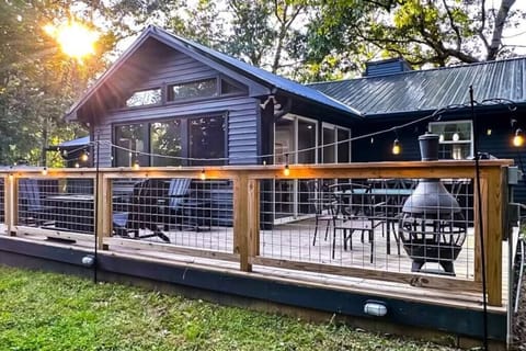 Back Porch with Grill, Fire Pit, Hot Tub, and Waterfall Feature