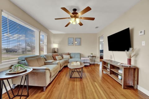 Open Living Room with a Queen Sleeper Sofa in the Guest House