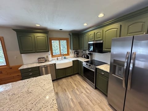 Updated gourmet kitchen. Stocked for large groups. 