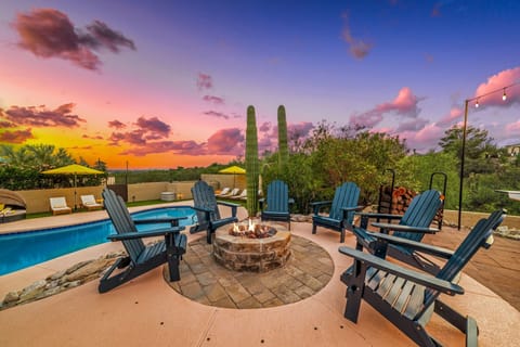 Experience stunning and famous Tucson sunsets around the wood-burning firepit