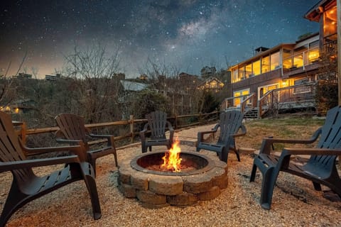 End the night around the fire with mountain views all around.