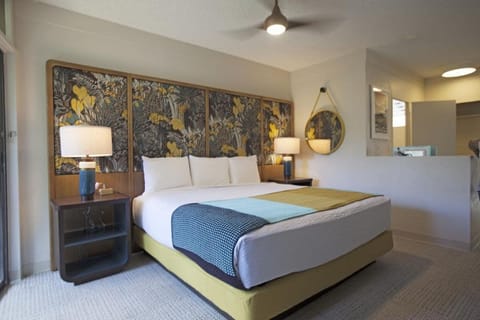 Unit with a King bed, mini-fridge and microwave