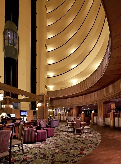 Settle into the stylish lobby with warm, relaxing ambience.