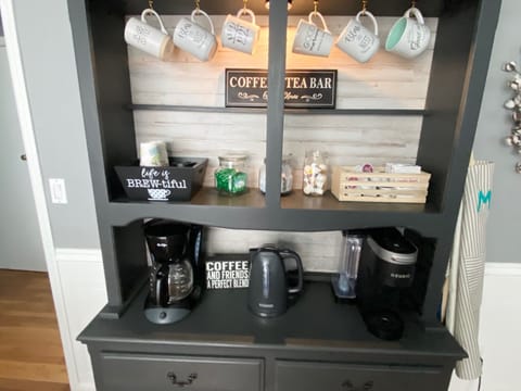 Coffee & Tea Bar- Kuerig coffee pods, sugar, creamer, tea, hot choc, to go cups