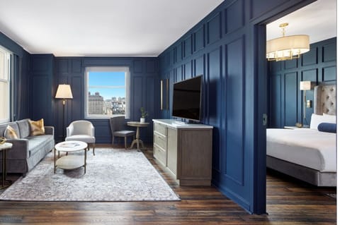 Unwind in a stylish lounge with bright city views.
