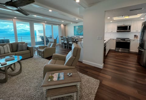 Main living area, with an open concept floor plan and view of th - Main living area, with an open concept floor plan and view of the Gulf.