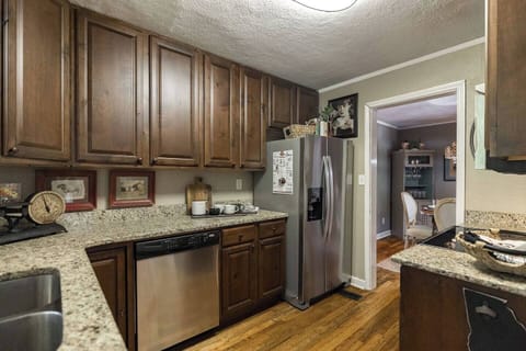 The kitchen is stocked with essentials. 