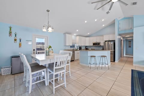 Open kitchen and dining area.