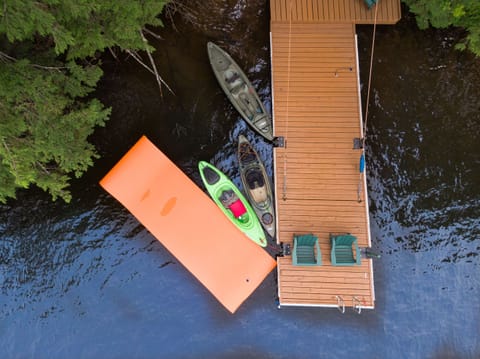 Kayaks, etc. for YOUR use :)  Water deep enough to jump in right from the pier! 