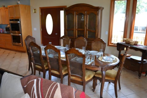 8-seater cushioned dining set.