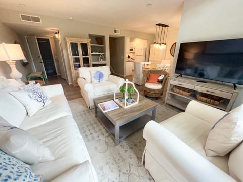 The bright, open living room.