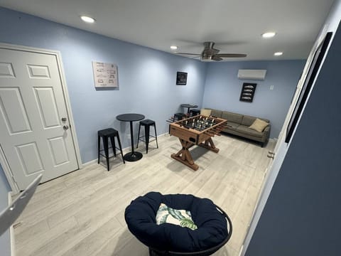Game room with foosball.