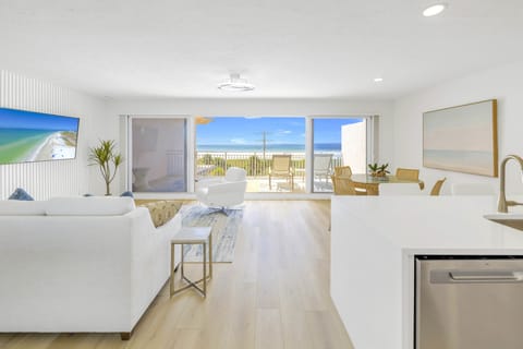 Oceanview living area in Siesta Key vacation rental near the beach.