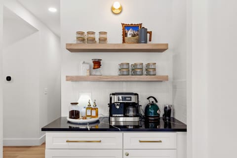 Main House | Downstairs | Kitchen | We are set up to appease the most die hard coffee fan!  We have a drip coffee machine, espresso machine, pourover coffee setup and a french press.  We also provide locally roasted coffee beans!