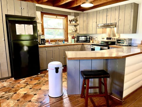 Kitchen with lots of counter space and cabinets.