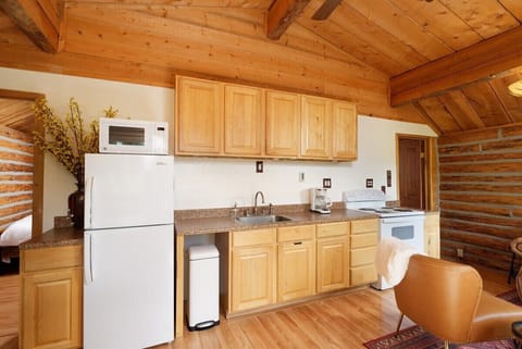 Your cabin kitchen with everything you need to cook your fare (no dishwasher)