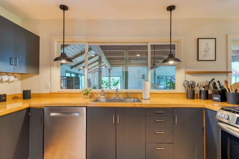 Modern kitchen appliances.