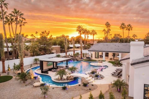 A private retreat complete with waterfalls and an expansive swimming area.
