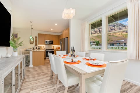 Kitchen and Dining Area with Views to Backyard and Valley Beyond