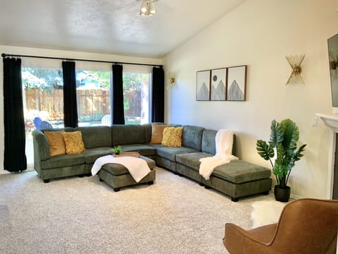 Main living area, open to kitchen and dining
