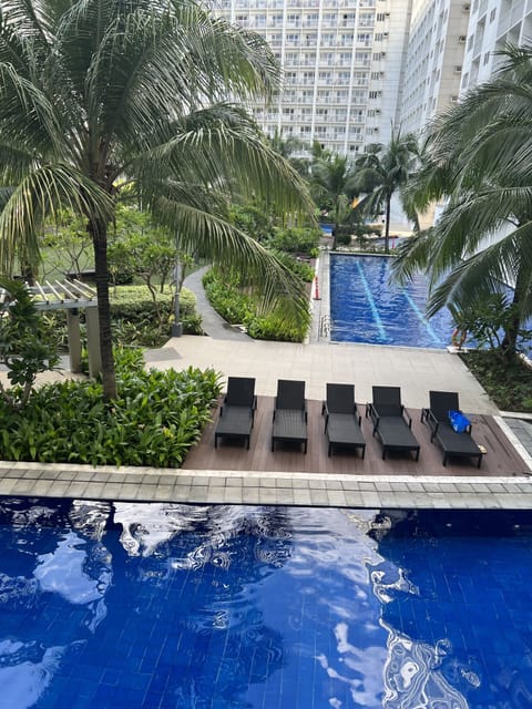 View of the pool from your bedroom or  balcony