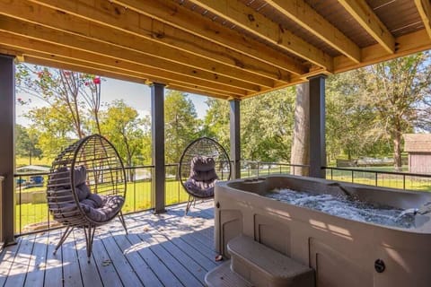 Private hot tub with lake views.