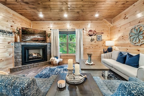 Fireplace with gas logs, keeps you warm on cool nights!