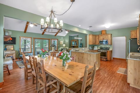 Dining is ideally located off of the kitchen