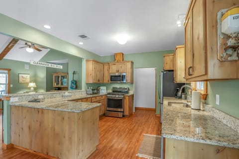 Spacious kitchen with stainless steel appliances