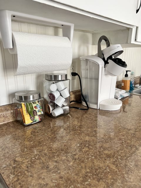 Keurig and coffee provided. BYO creamer, sugar and decaf.
