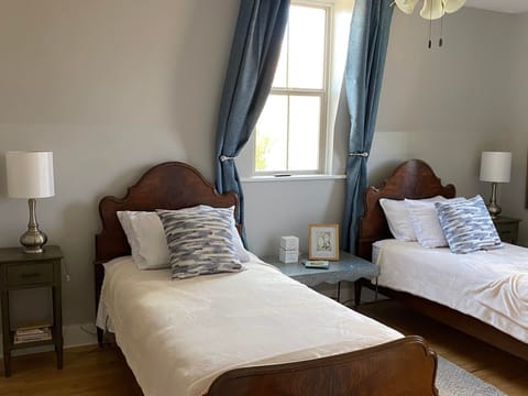Twin beds in the upstairs bedroom.