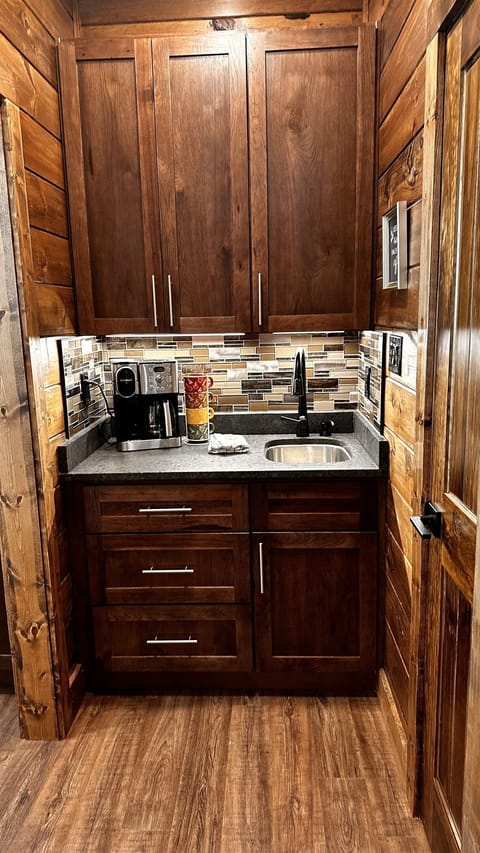 A coffee bar with all the toys to make your favorite morning brew