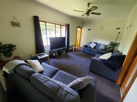Spacious lounge room with 2 x 2 seater and 1 x 3-seater with double sofa bed 