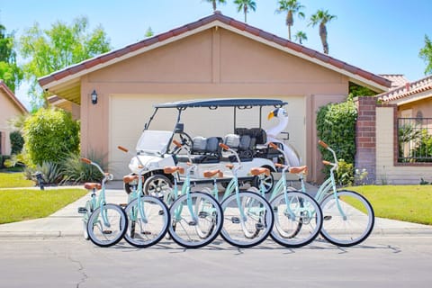 Discover Monterey Country Club`s serene pathways and streets using our new beach cruisers and a 6-seater golf cart