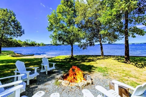 Enjoy the breathtaking views of the lake during the day and the firepit for when it gets dark.