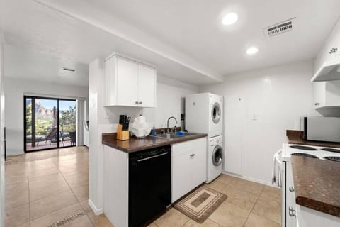 The kitchen on the lower level has many modern amenities